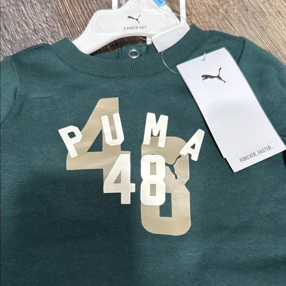 Puma Dark Green Baby Tracksuit with Beige Accents - Picture 2 of 7